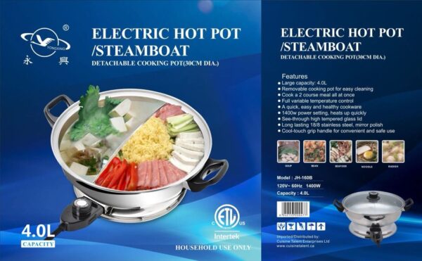 Electric hot pot with food inside.