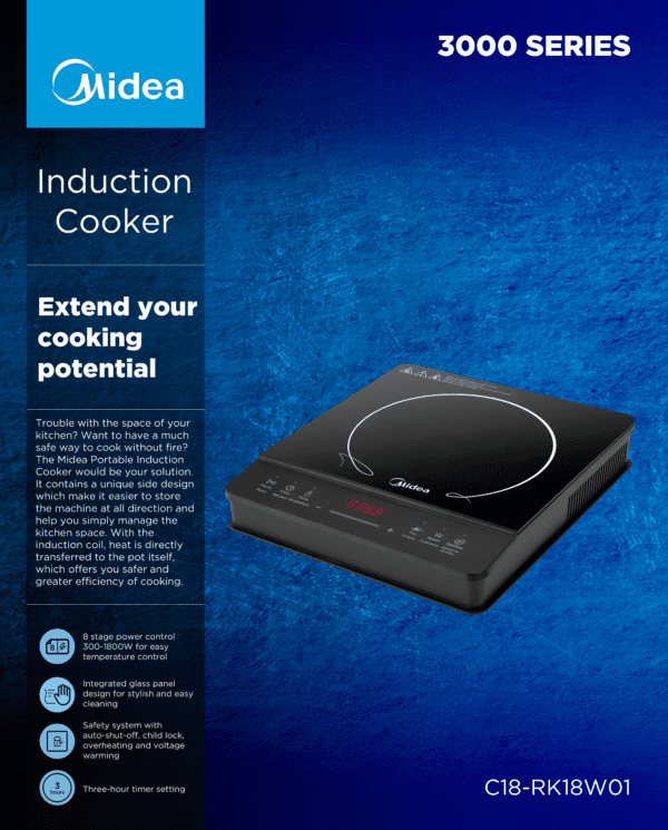 Midea portable induction cooker, black.