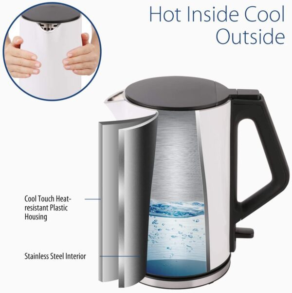 Stainless steel electric kettle with water.