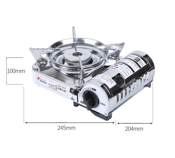 Silver portable camping gas stove.