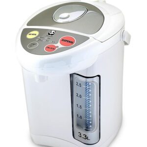 White electric kettle with temperature control.