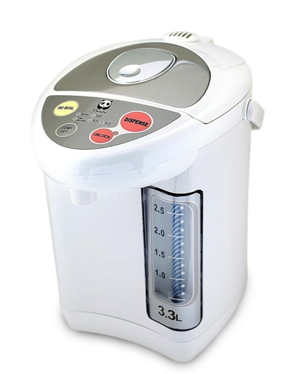 White electric kettle with temperature control.