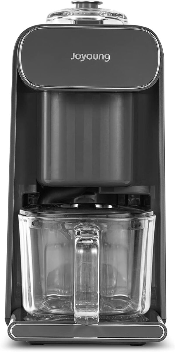 Gray electric blender with glass jar.