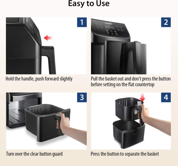 Easy steps to remove air fryer basket.