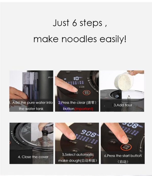 Six steps to make noodles easily.