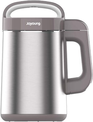 Silver and gray Joyoung blender with a handle.