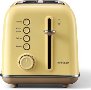 Yellow toaster with multiple settings
