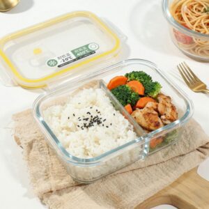 Hivelane Glass Meal Prep Container with Divider, 1040 mL, C6194