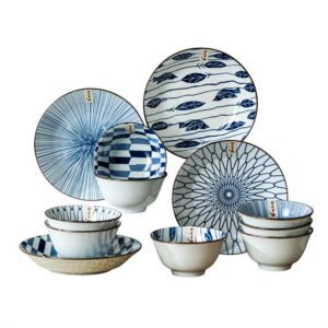 Hivelane Japanese-Style Bowl and Plate Set, 12 Pieces, C1903