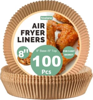 Hivelane Round Air Fryer Liners, 8 in Base, C1865 / C12071