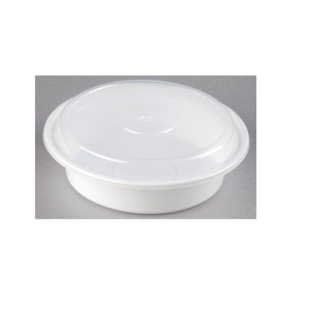 723W 24oz Round Microwaveable Food Containers - White
