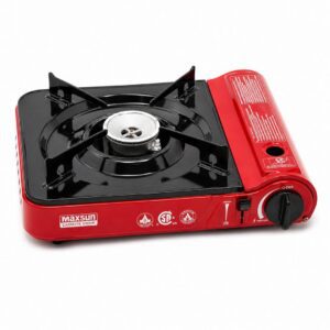 Red Maxsun portable cassette stove.