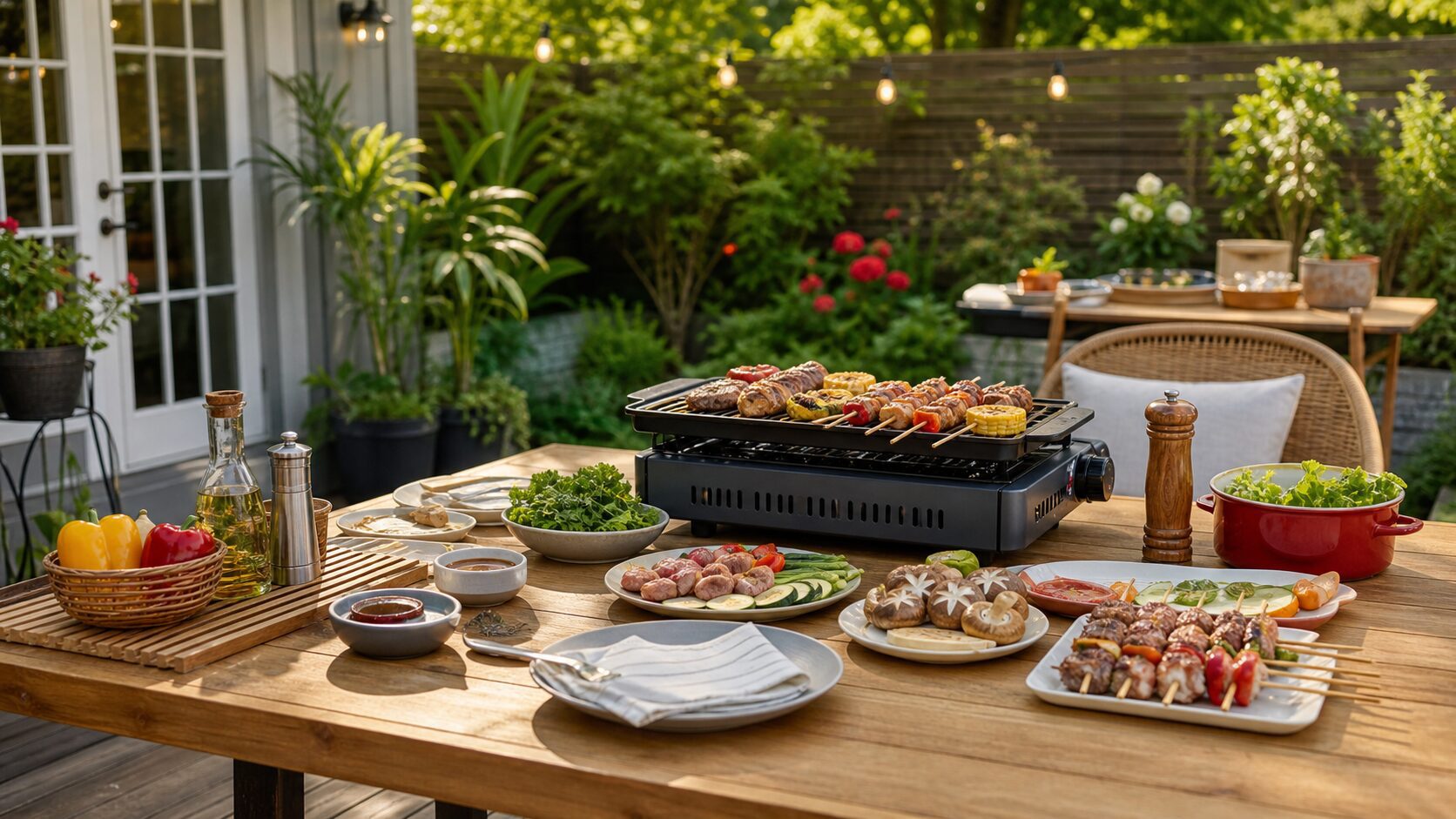 Outdoor patio cooking and BBQ setup