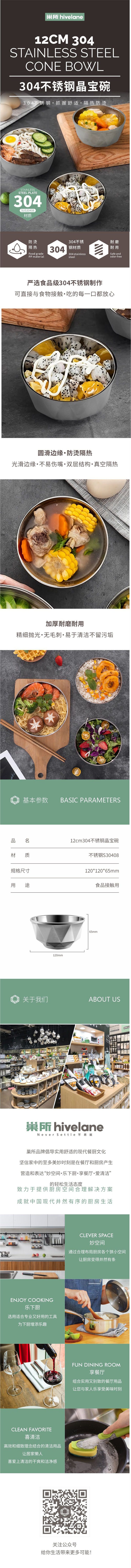 Hivelane 304 Stainless Steel Bowl, 12 cm, C1985 product details