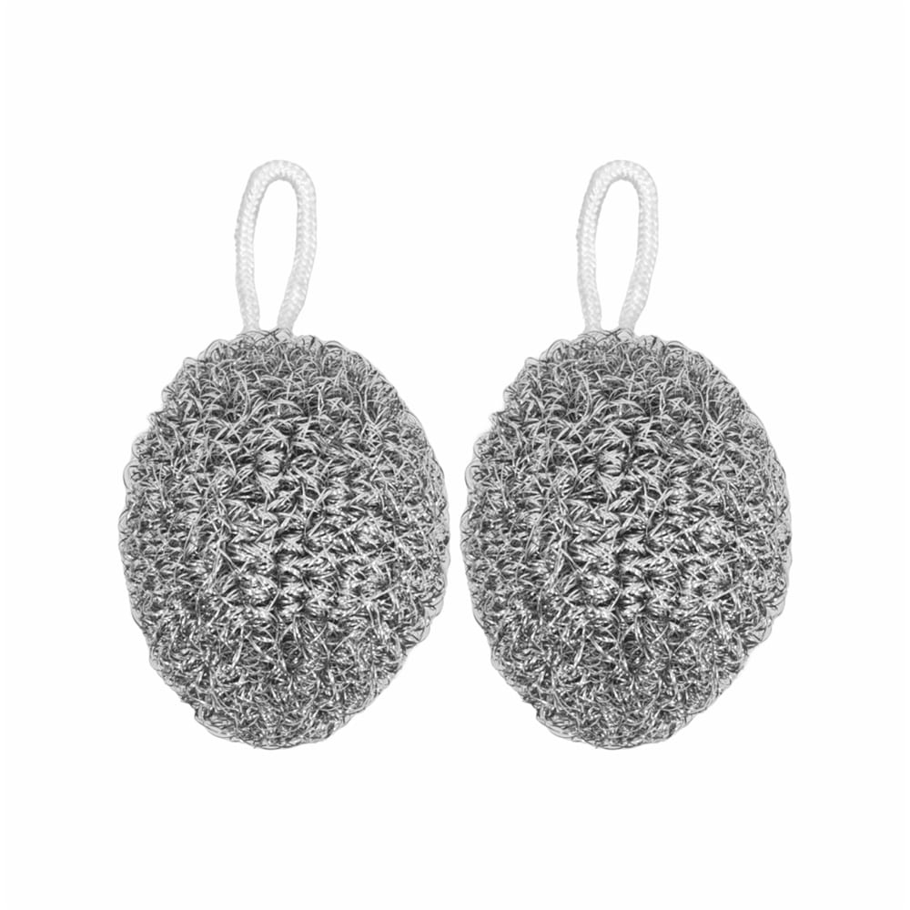 Hivelane Stainless Steel Wire Scrubbers with Hanging Loops, 2 Pieces, C6154