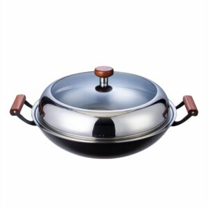 Hivelane 42 cm Nitrided Iron Wok with Lid, C6238