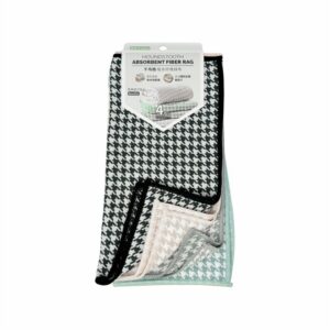 Hivelane Houndstooth Absorbent Fibre Rags, 4-Piece, C6208