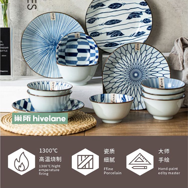 Hivelane C1903 12-piece bowl and plate set detail 2