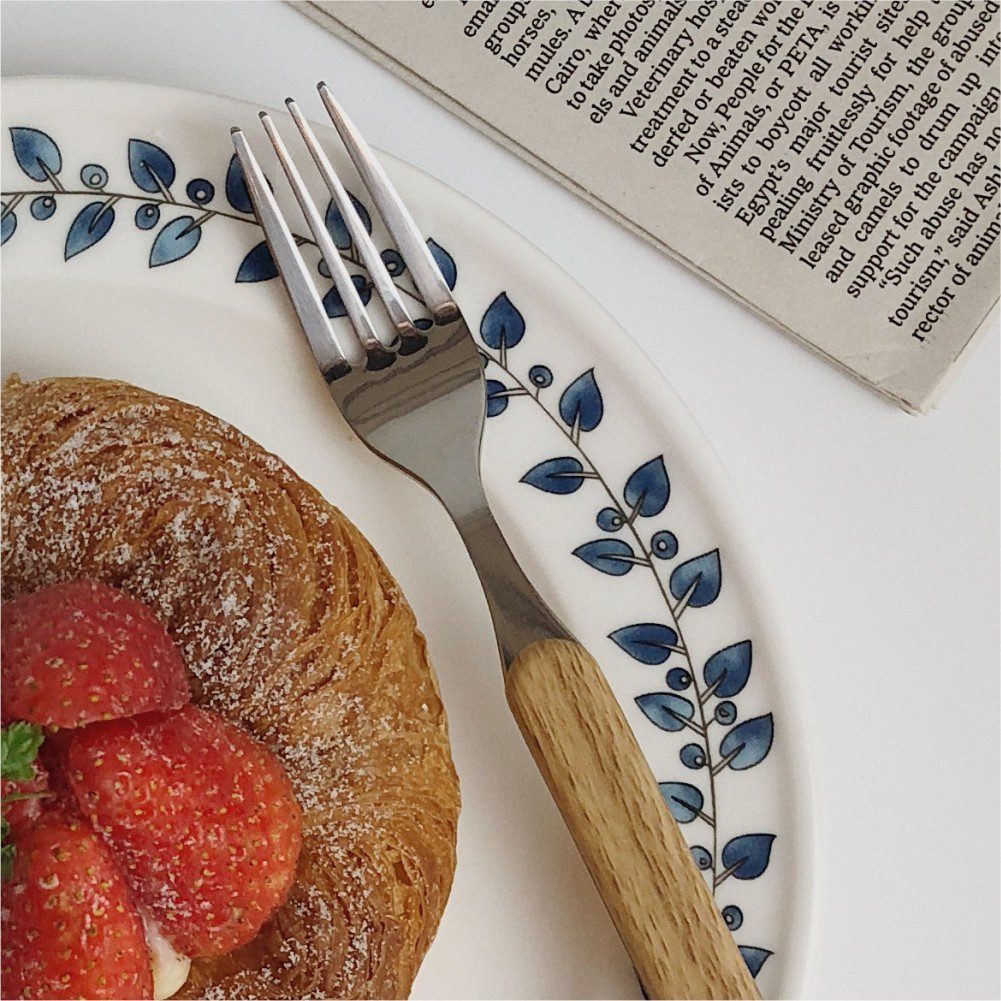 Hivelane 304 Stainless Steel Fruit Fork with Wood-Grain Handle, C1885 - Image 3