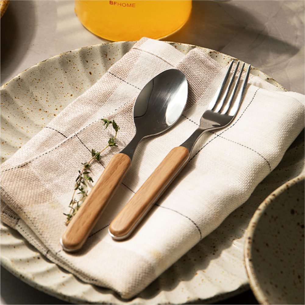 Hivelane 304 Stainless Steel Fruit Fork with Wood-Grain Handle, C1885 - Image 4