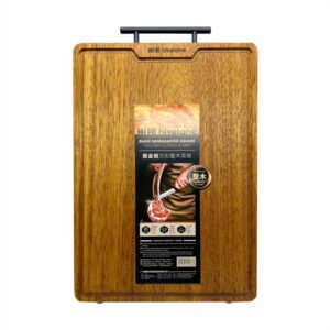 Hivelane Solid Black-Gold Hardwood Rectangular Cutting Board, C1786