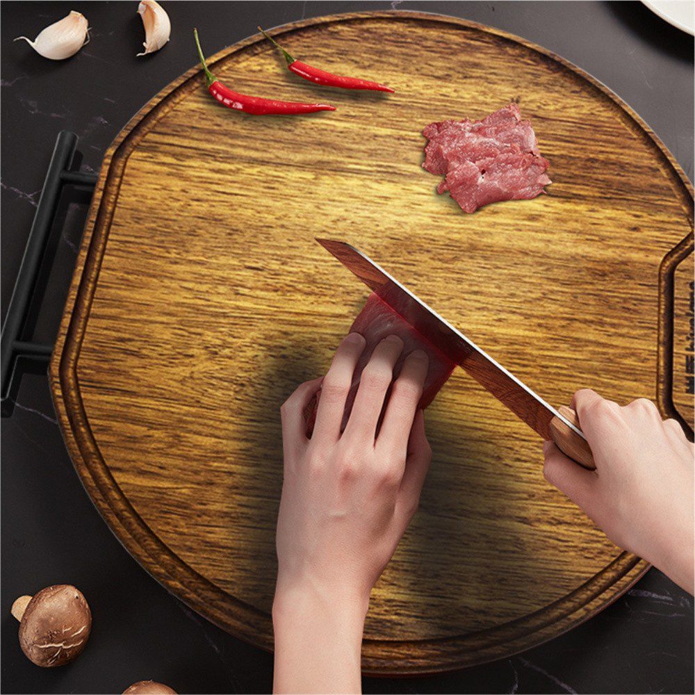 Hivelane Solid Black-Gold Hardwood Round Cutting Board, C1787 - Image 3