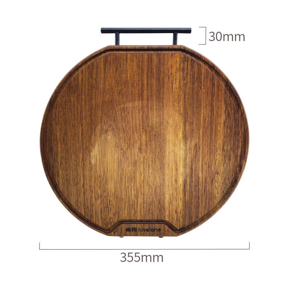 Hivelane Solid Black-Gold Hardwood Round Cutting Board, C1787 - Image 5