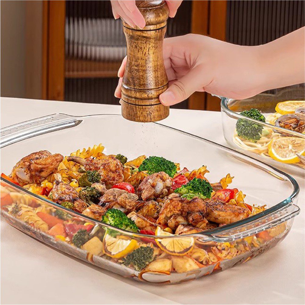 Hivelane Heat-Resistant Glass Baking Dish with Lid, C6198 - Image 2