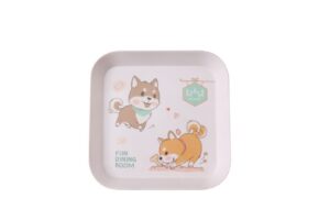 Hivelane Puppy Bamboo-Fibre Square Plate, C1707