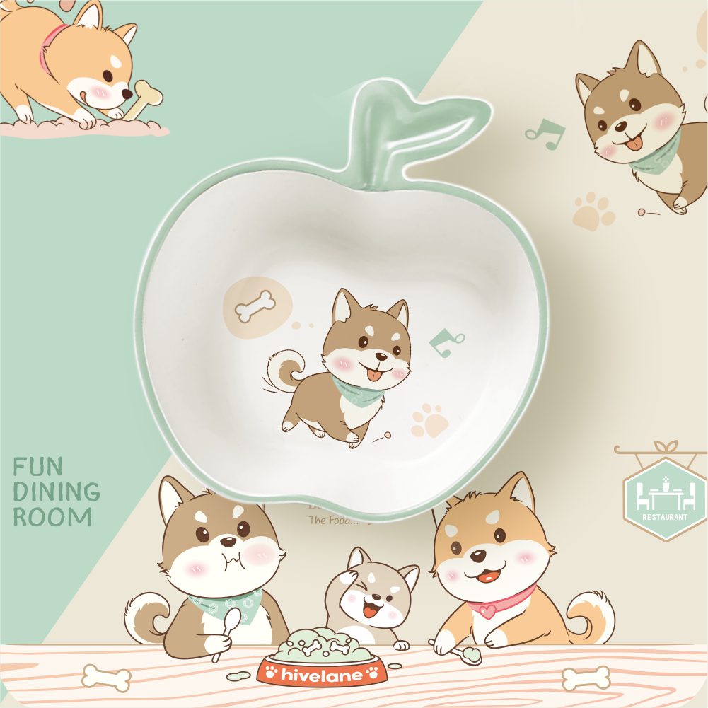 Hivelane Puppy Bamboo-Fibre Apple Bowl, C1714 - Image 2