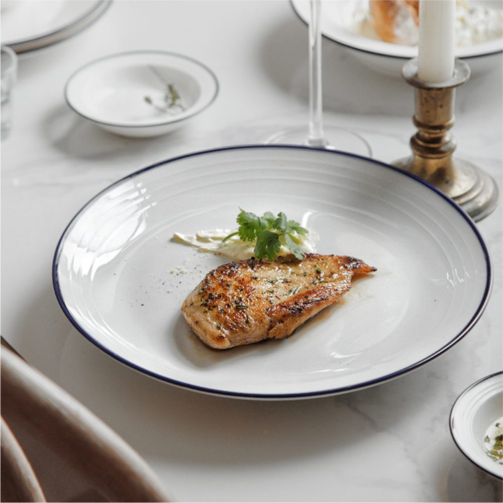 Hivelane 8.5-inch Double-Line Porcelain Soup Plate, C1633 - Image 2