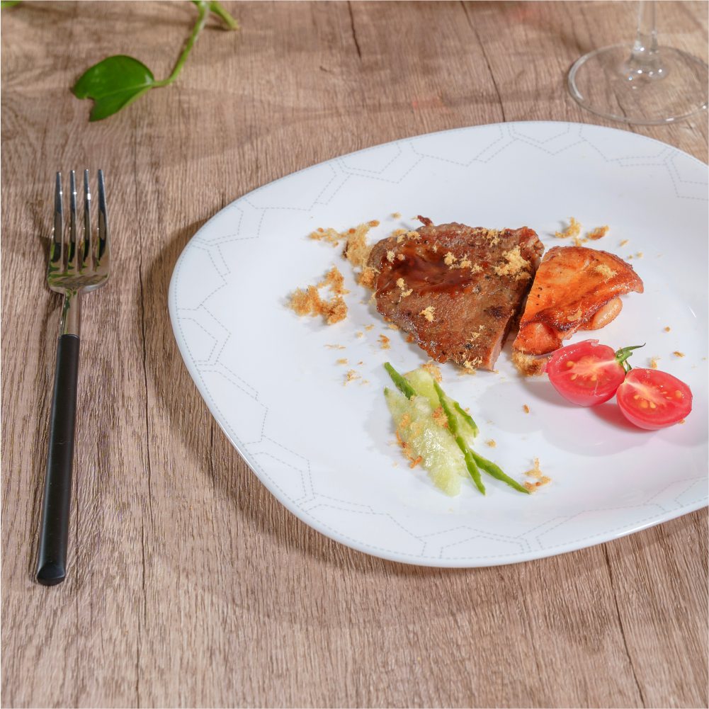 Hivelane 9-inch Square Glass-Porcelain Plate, C1750 - Image 4