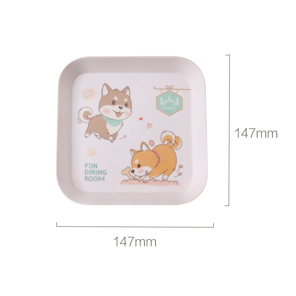 Hivelane Puppy Bamboo-Fibre Square Plate, C1707 - Image 5