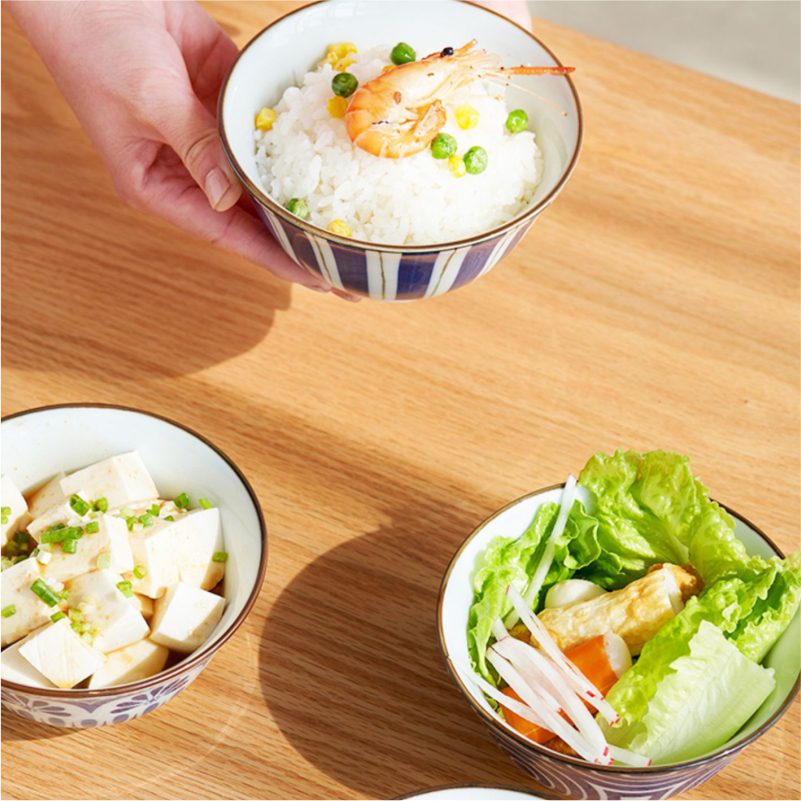 Hivelane Japanese Floral 5-Inch Ceramic Rice Bowl Set, 5-Piece, C1730 - Image 2