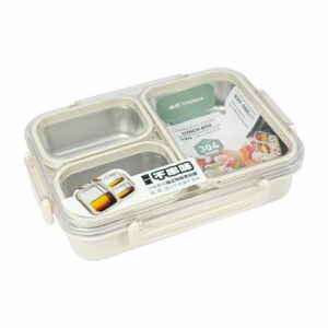 Hivelane Stainless Steel 3-Compartment Bento Lunch Box, C6189