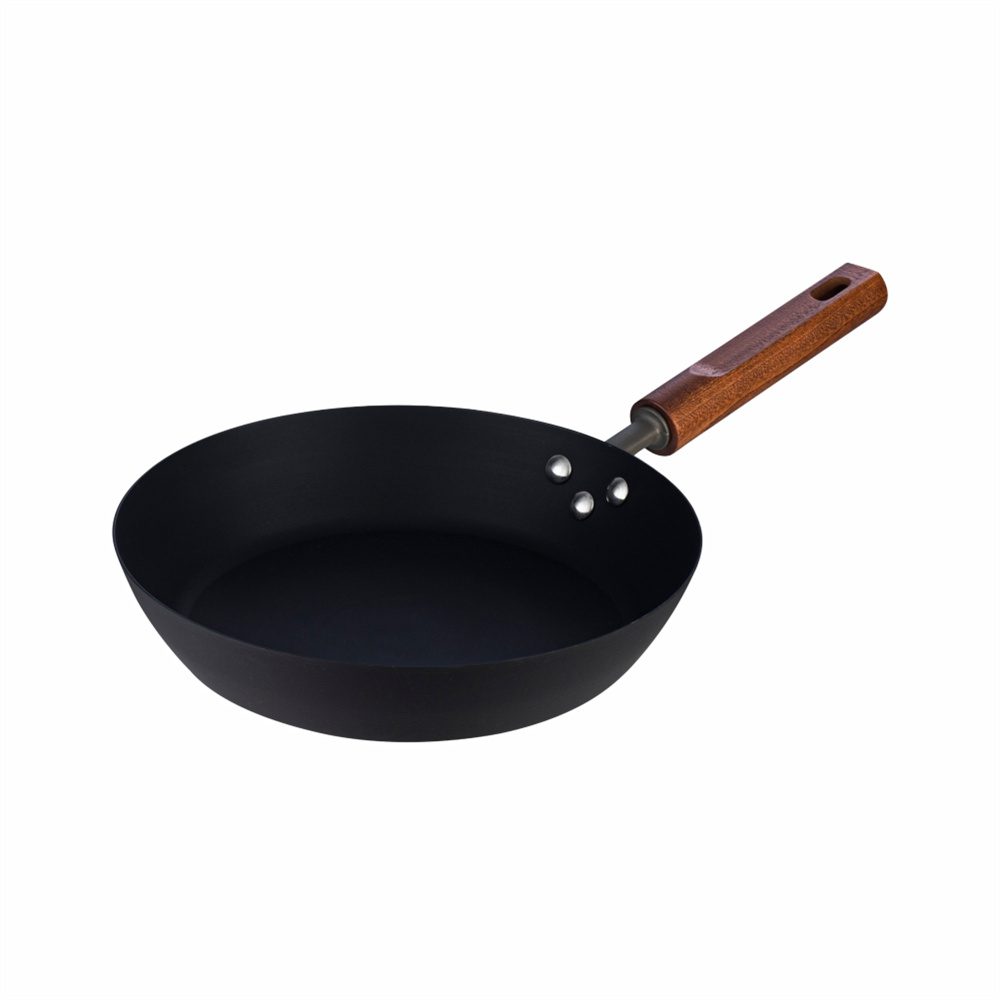 Hivelane 28 cm Spun Iron Frying Pan with Wood Handle, C6241