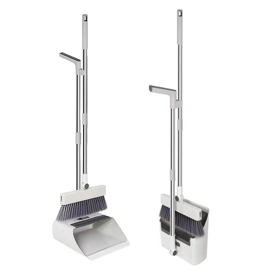 Aodi Q10 4-in-1 broom and dustpan cleaning set shown open and folded