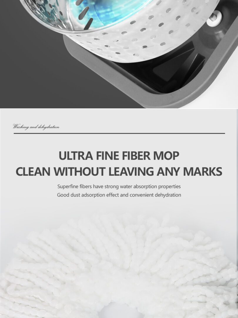 Close view of the Aodi Q11 white microfiber mop head