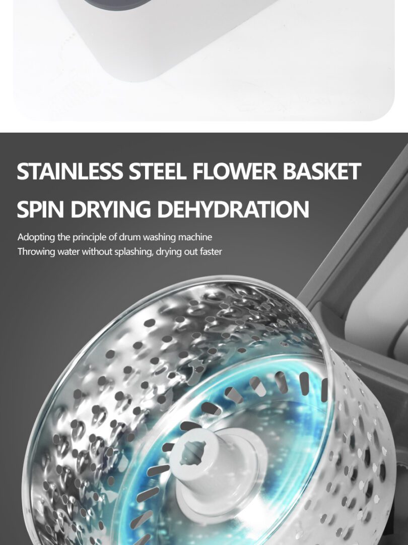Stainless-steel spin basket inside the Aodi Q11 bucket