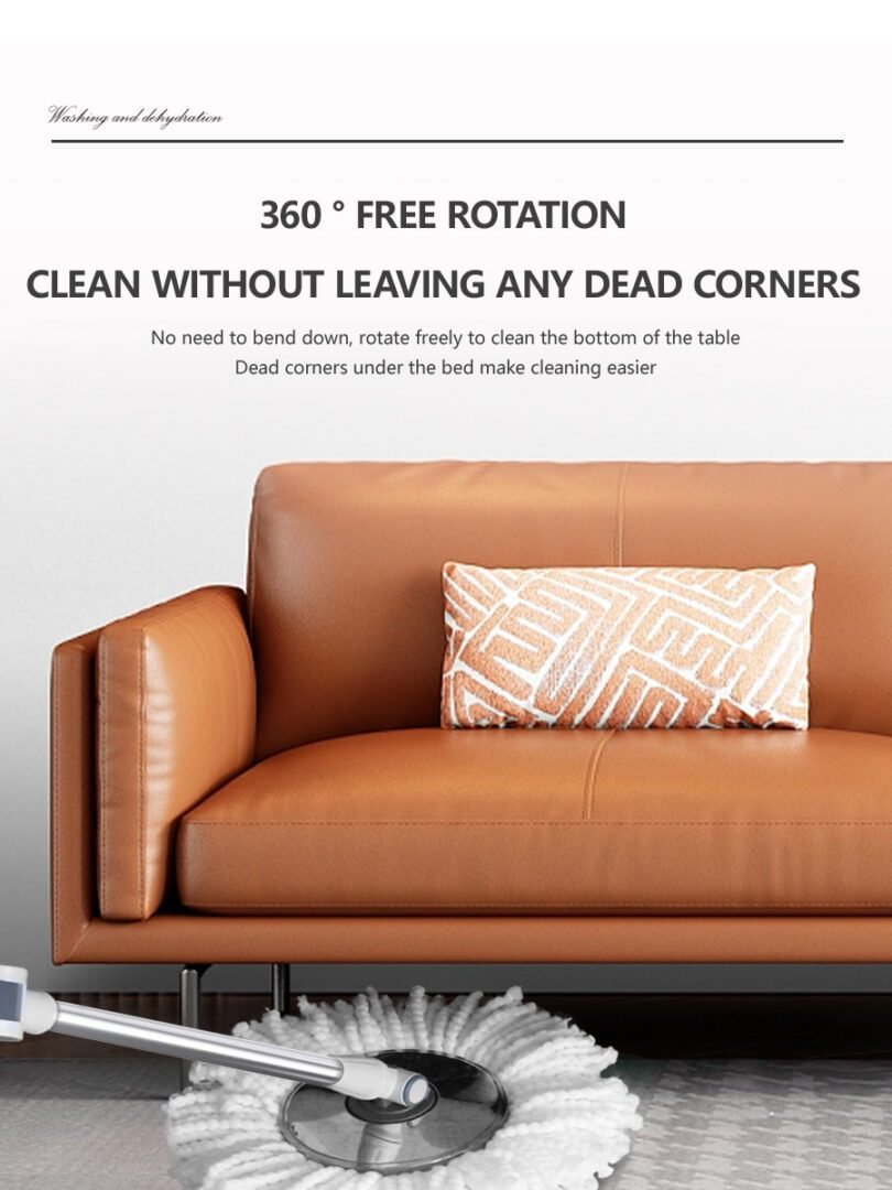 Aodi Q11 pivoting mop head cleaning near a sofa