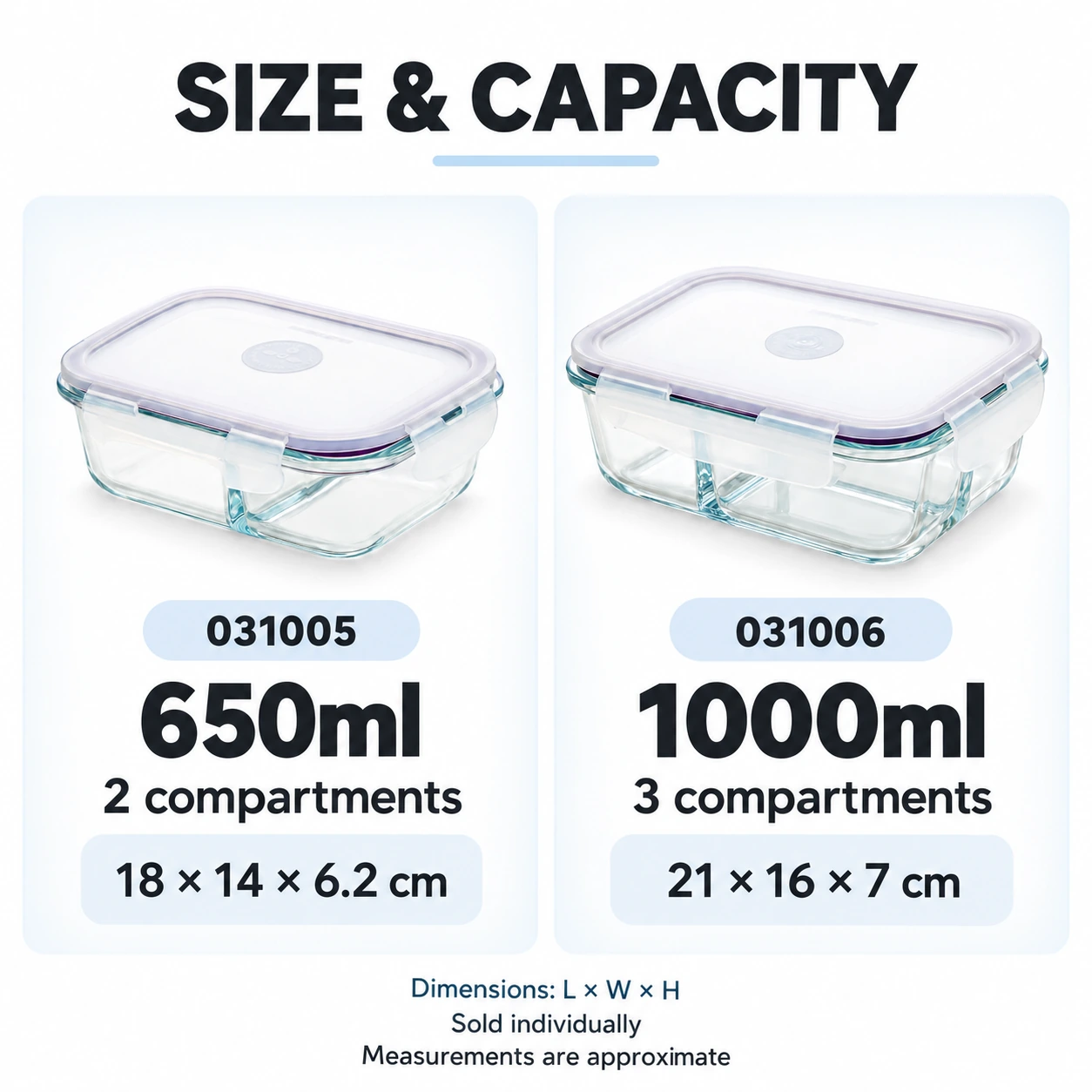 茶花 (ChaHua) Divided Glass Food Container – 650ml / 1000ml - Image 6